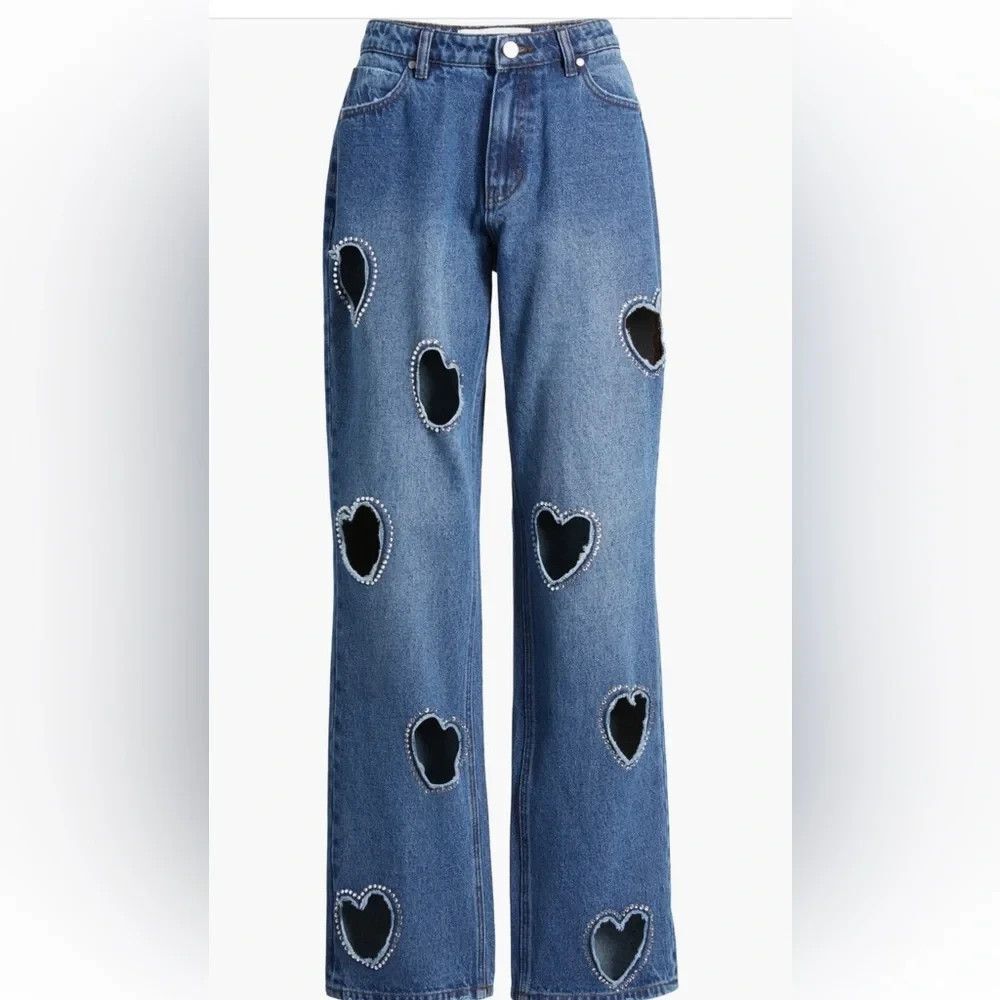 ptcl studded cut out heart jeans